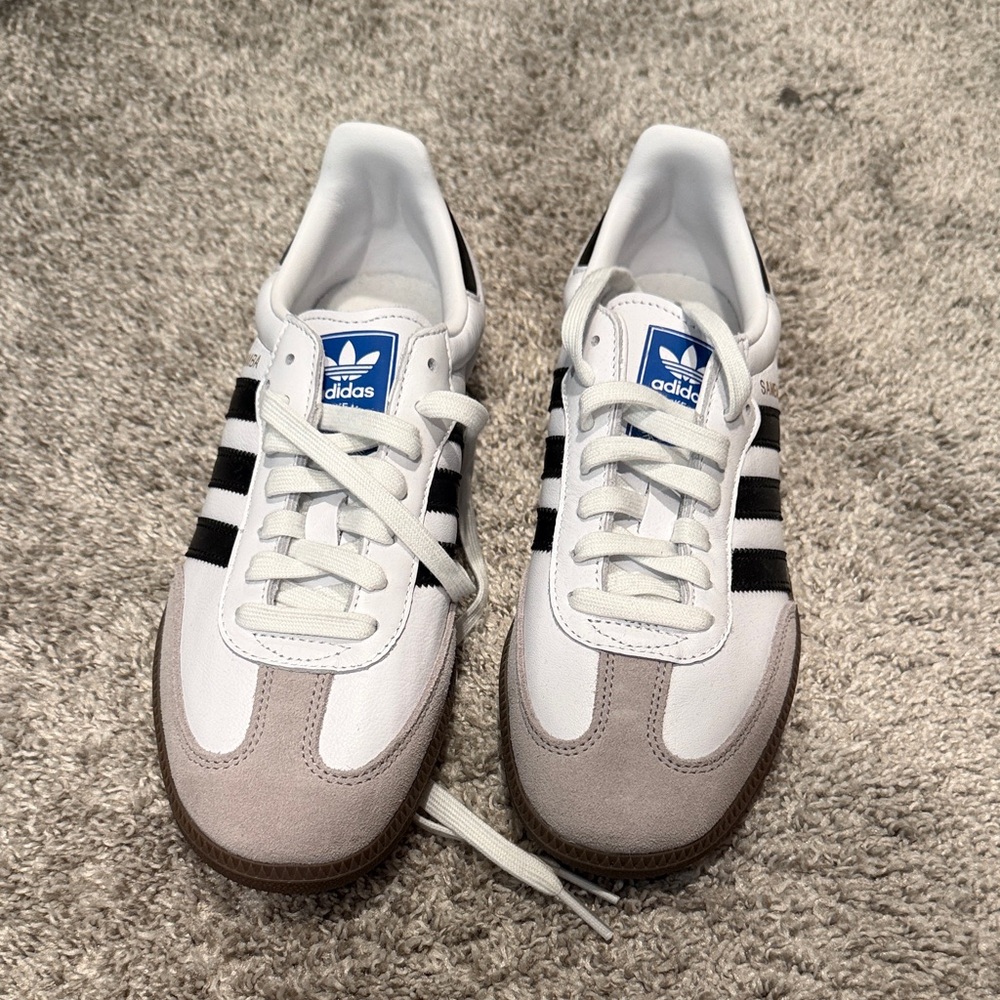 Adidas Samba White and Black Striped Sneakers